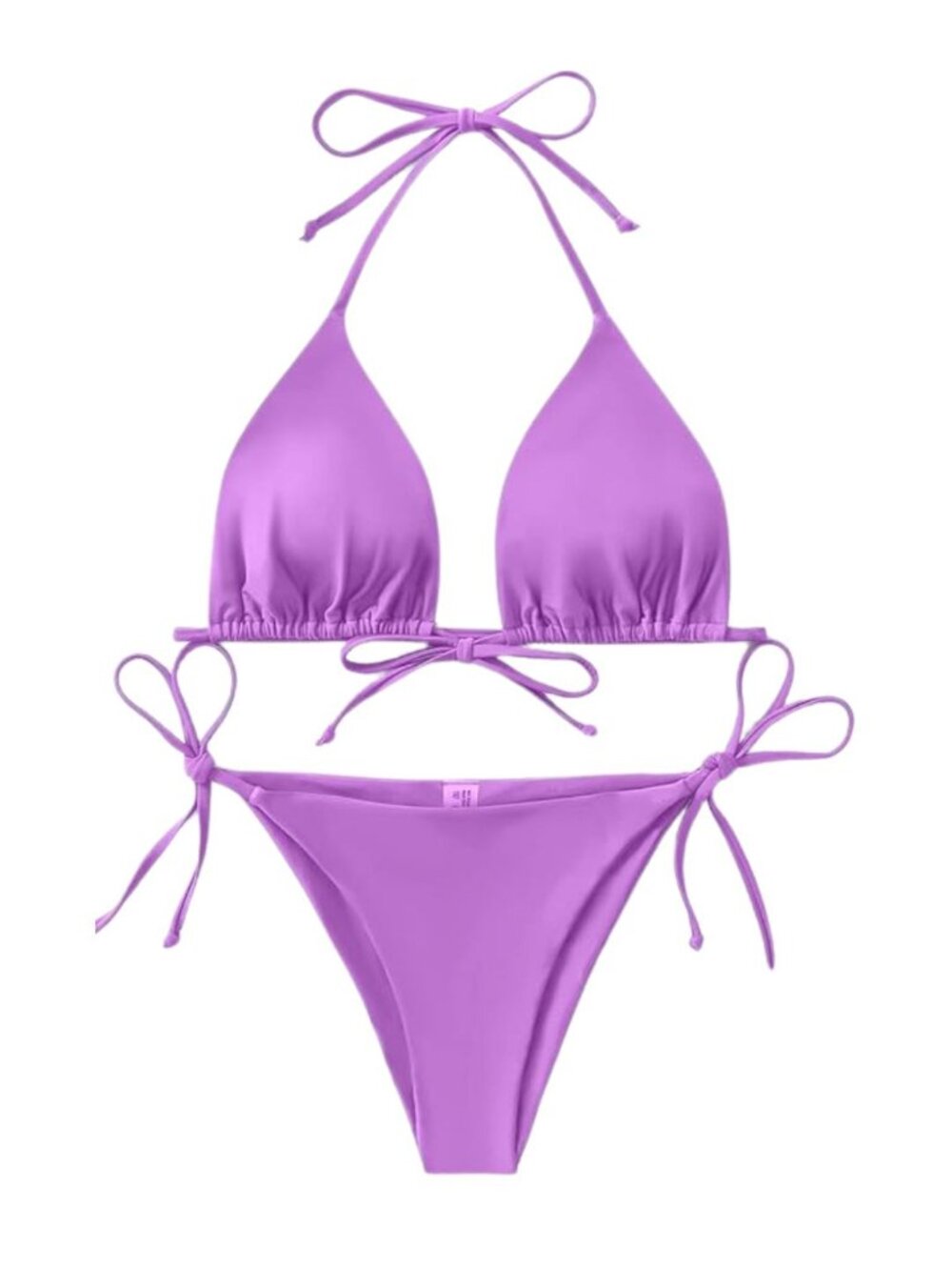 A13 MedPurple String Bikini Triangle Top High Cut Cheeky Bottom Tie Side NWOT - Picture 3 of 4